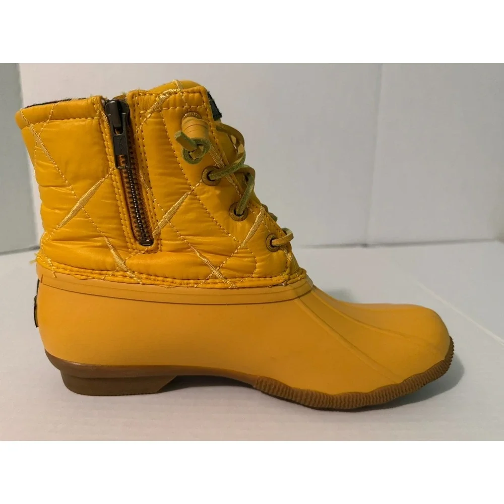 Sperry Saltwater Yellow Quilted Waterproof Duck Boots‎ STS85532 Womens 7